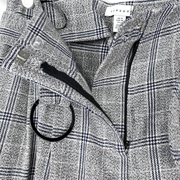 Topshop Window Pane Plaid Belted Cropped Straight Leg Trouser Pants Size 6 - Picture 10 of 13